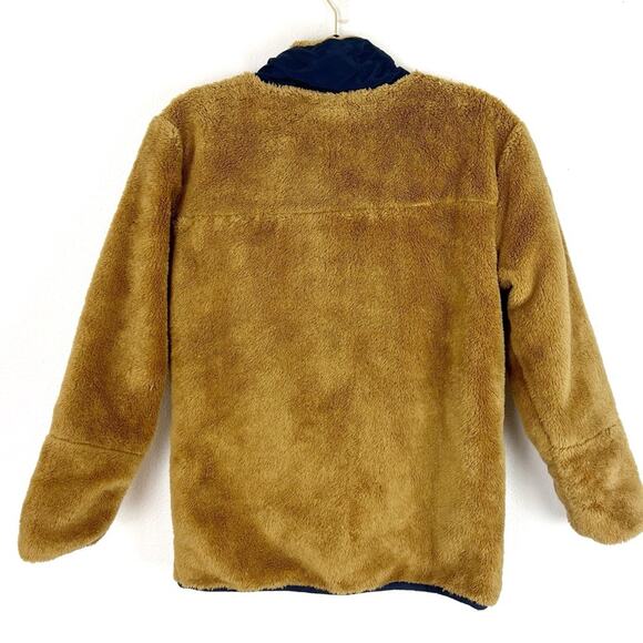 Tommy Bahamas Boys Faux Fur Jacket Fleece Full Zip Tan & Blue - Picture 2 of 6